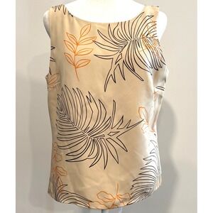 Sandra Women Tank Top 12 Tropical Silk Leaf Print Coastal Summer Botanical 21028